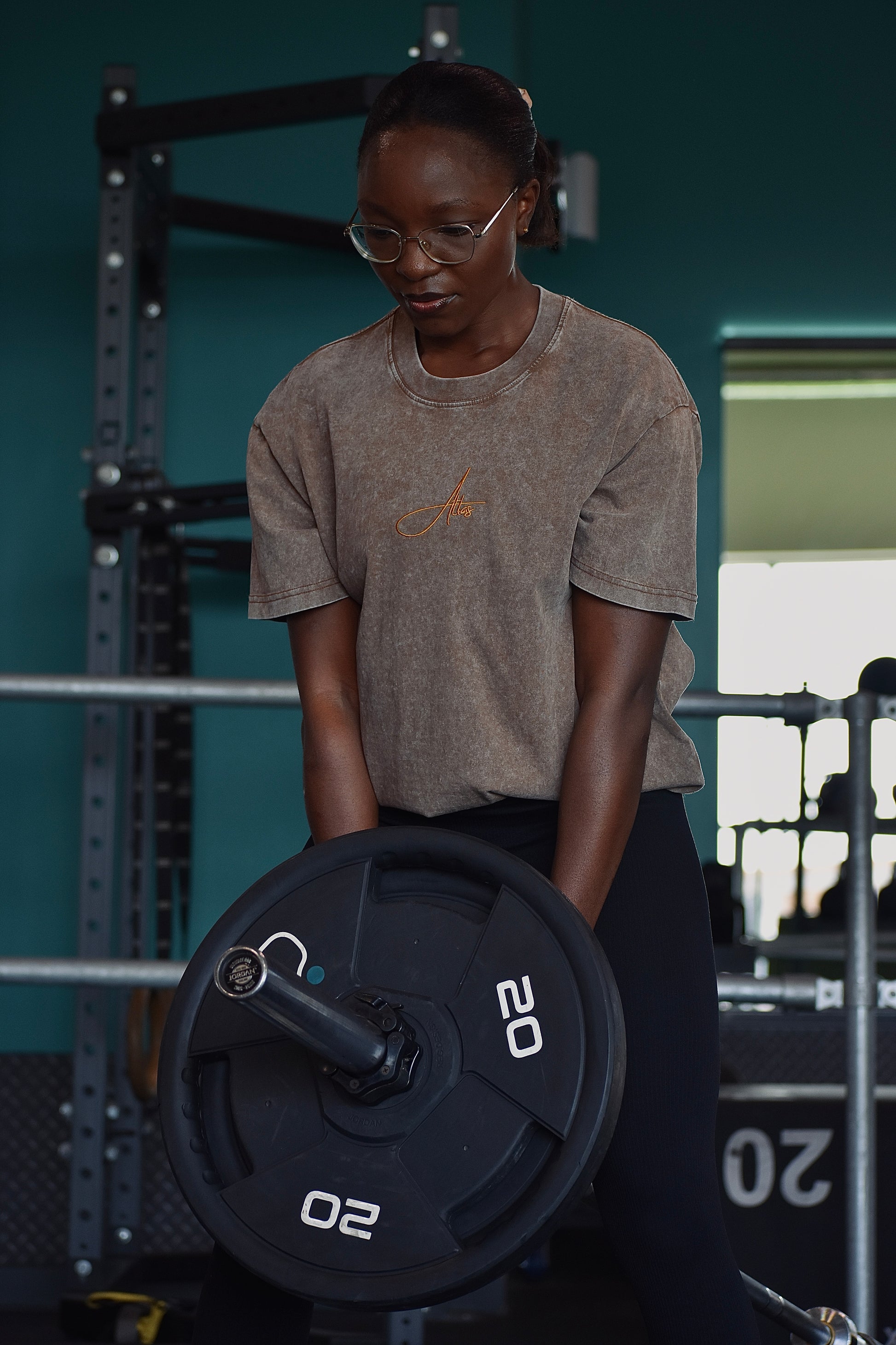 Green/Lilac/Brown Oversized T Shirt with Embroidered Script