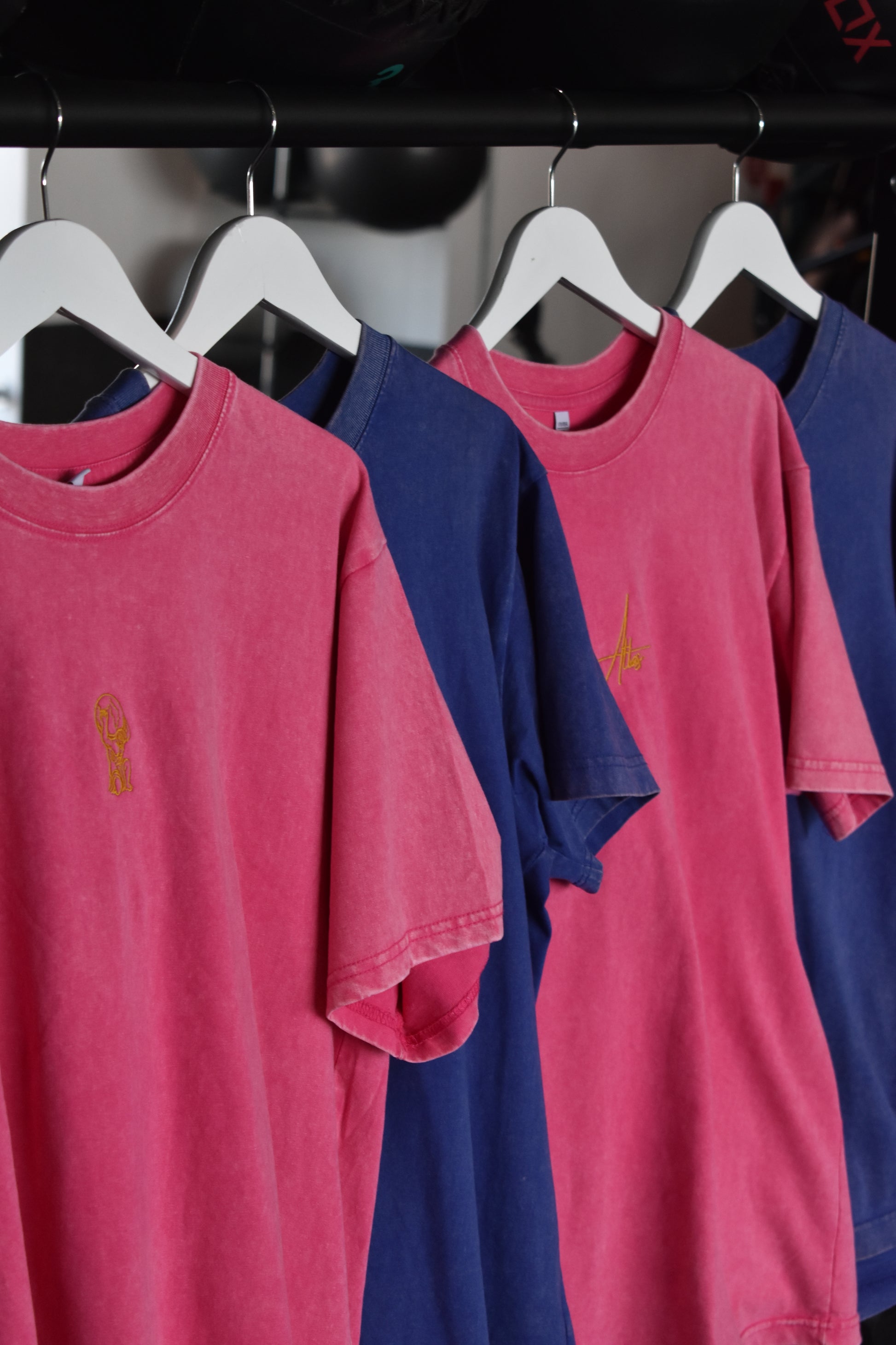 Pink/Blue Oversized T Shirt with Embroidered Logo