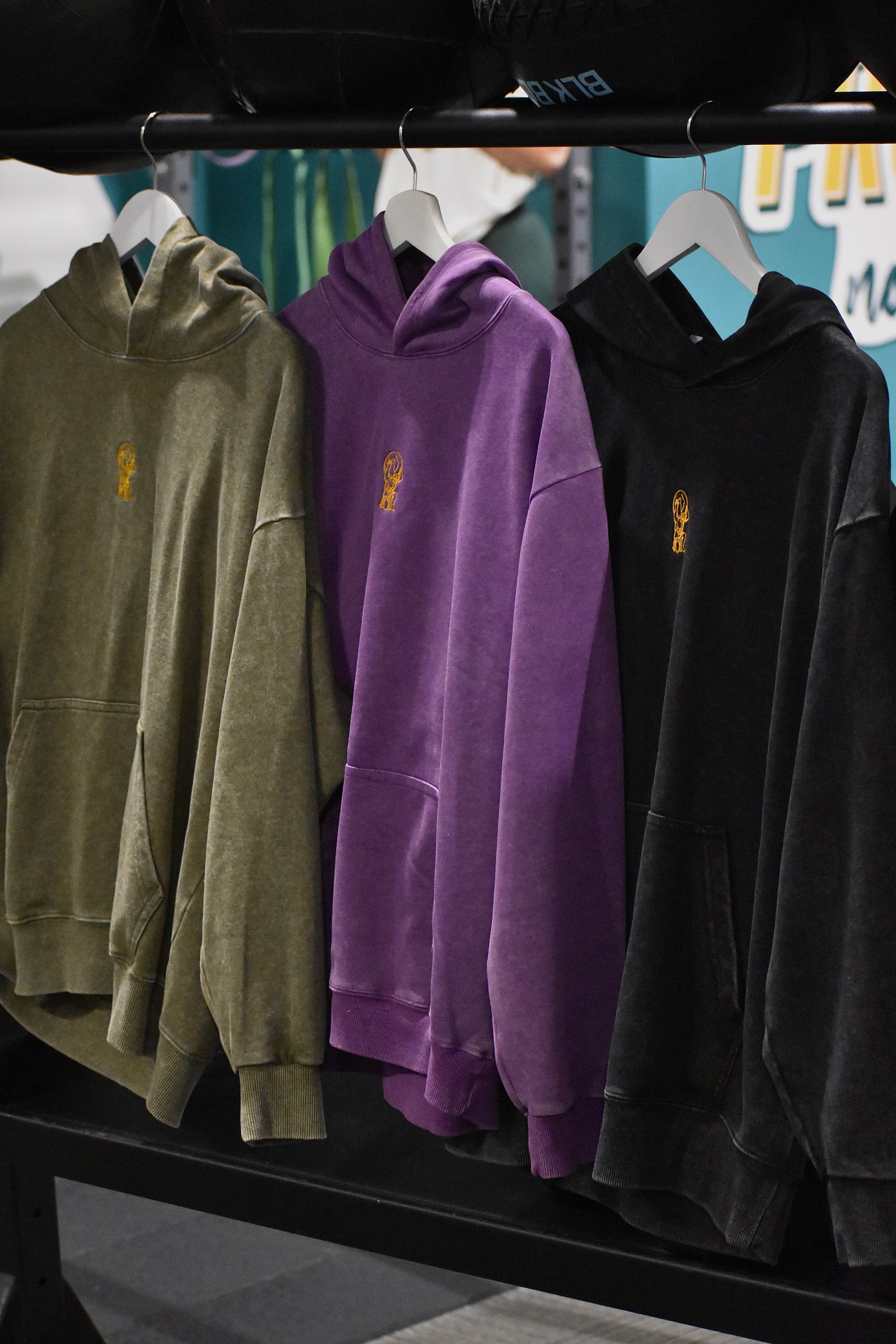 Black/Lilac/Green Oversized Hoodie with Embroidered Logo