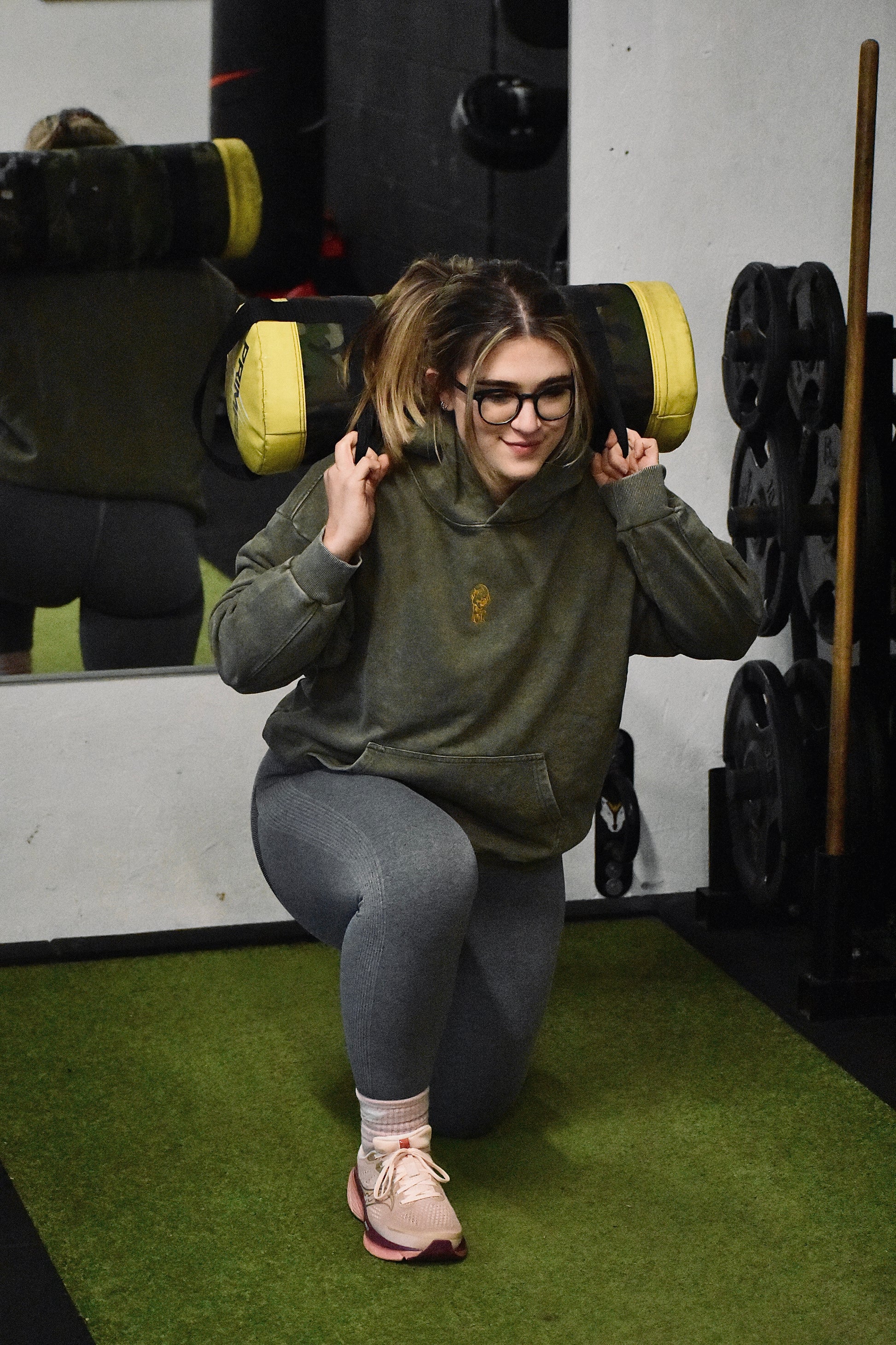 Black/Lilac/Green Oversized Hoodie with Embroidered Logo