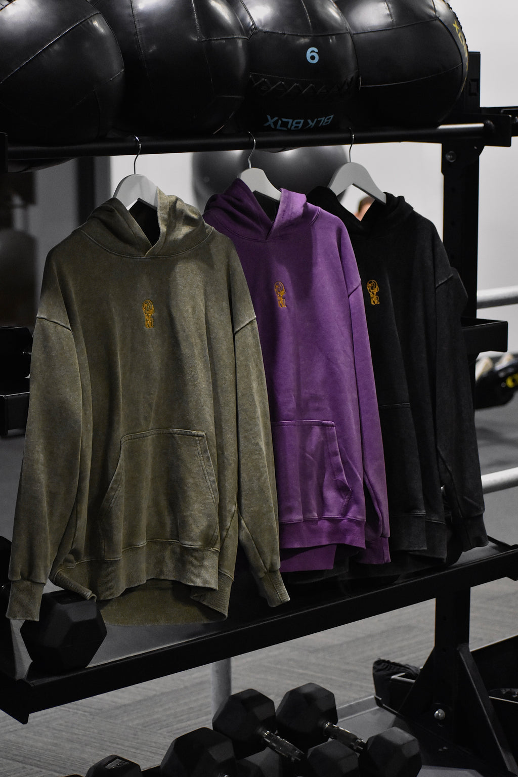 Black/Lilac/Green Oversized Hoodie with Embroidered Logo