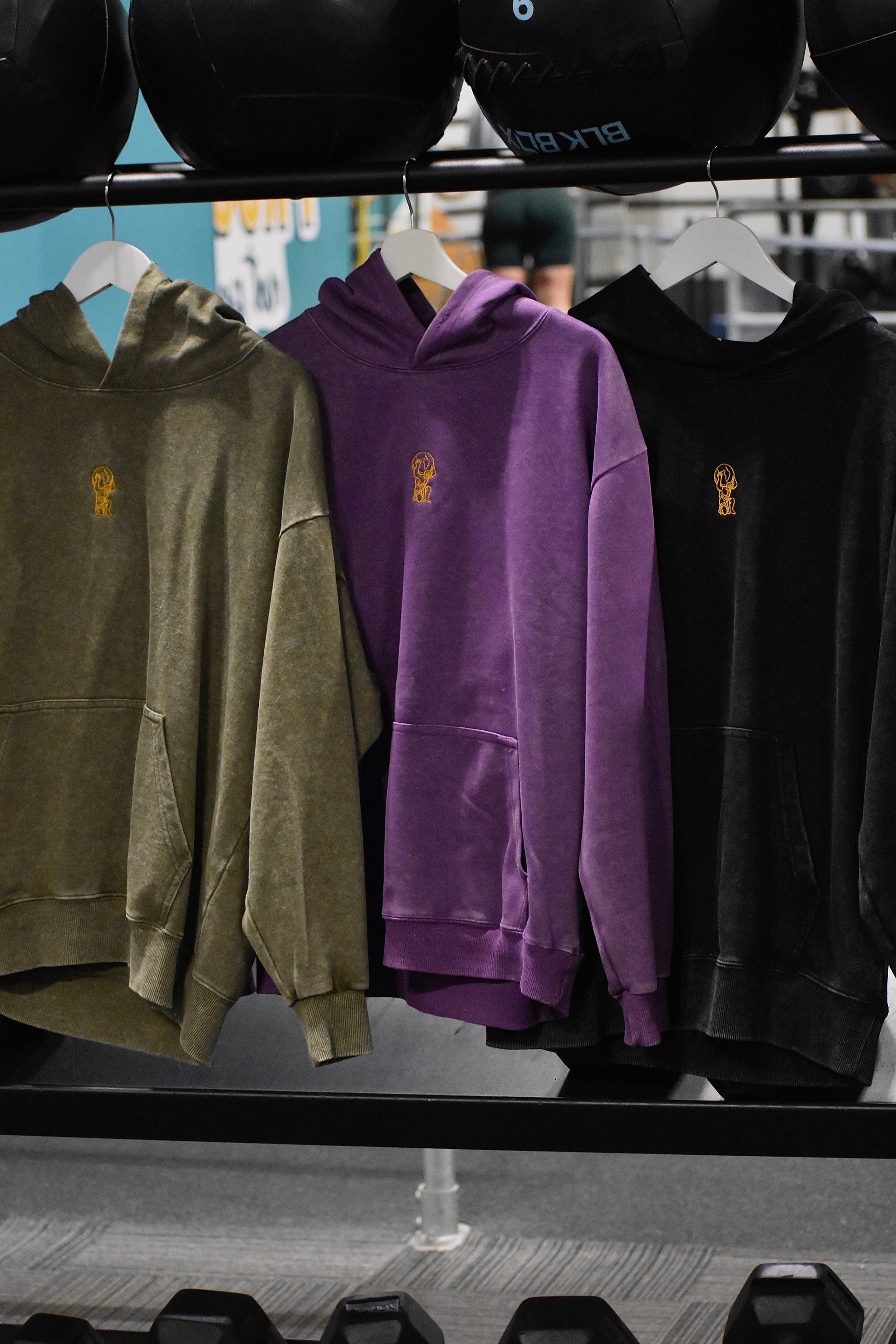 Black/Lilac/Green Oversized Hoodie with Embroidered Logo