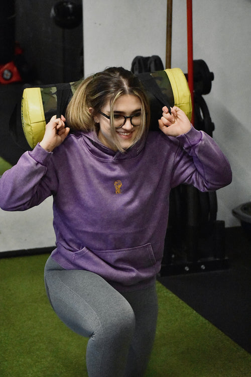 Black/Lilac/Green Oversized Hoodie with Embroidered Logo