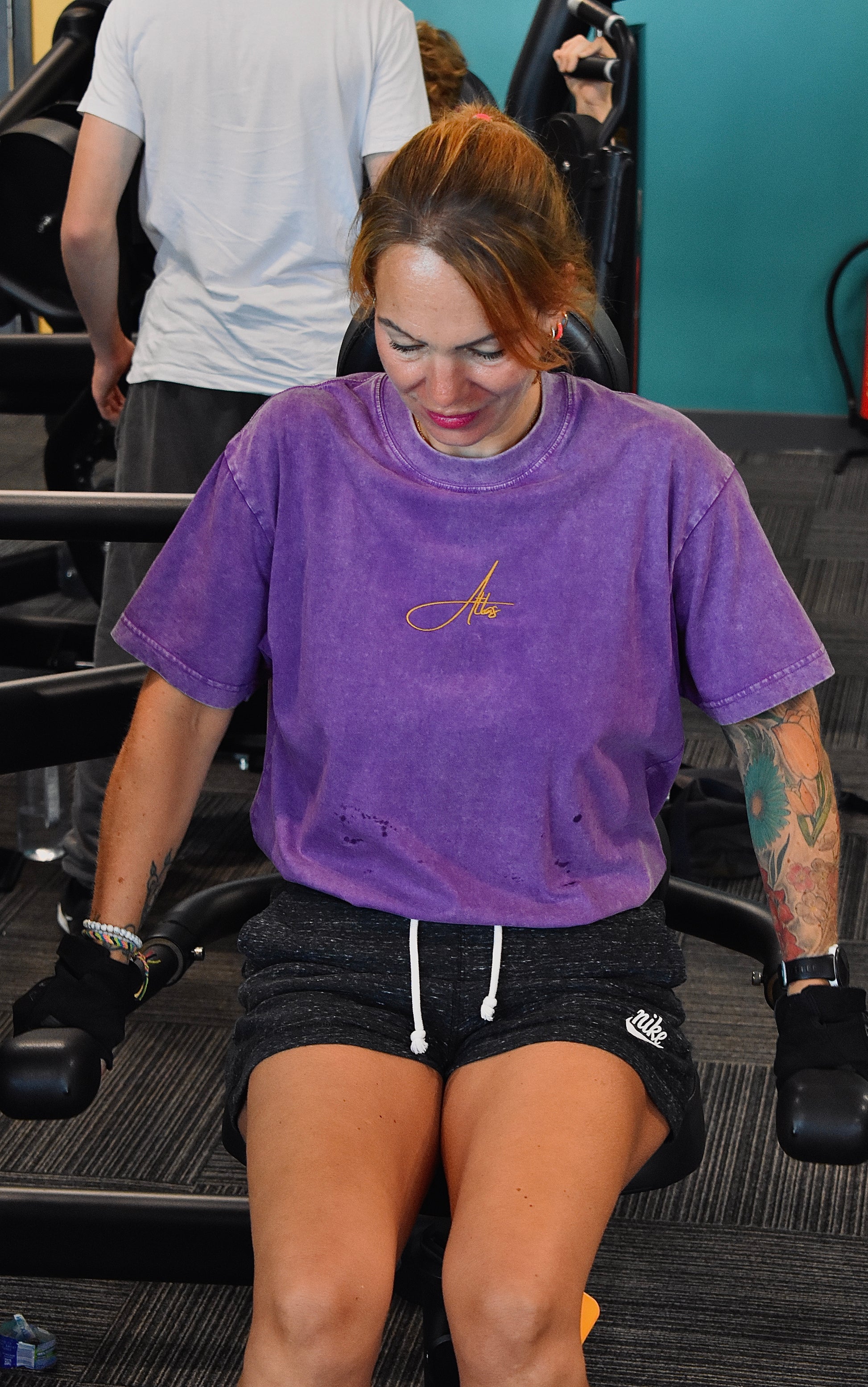 Green/Lilac/Brown Oversized T Shirt with Embroidered Script