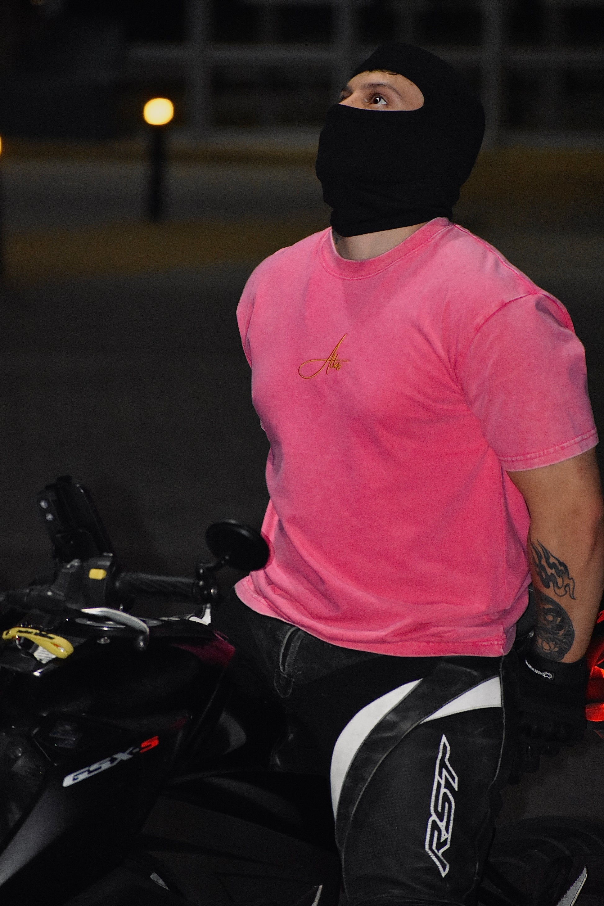Pink/Blue Oversized T Shirt with Embroidered Script