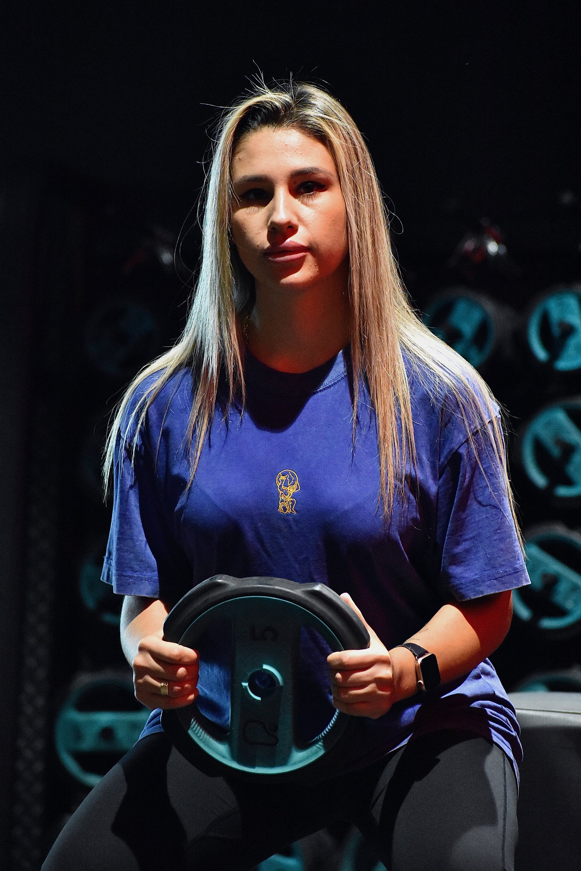 Pink/Blue Oversized T Shirt with Embroidered Logo