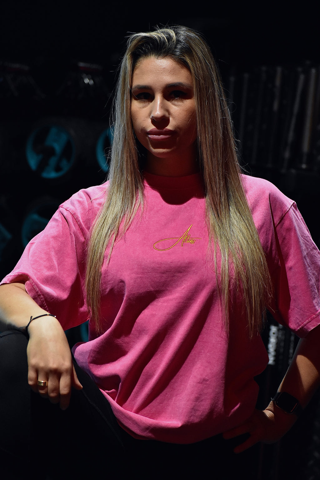 Pink/Blue Oversized T Shirt with Embroidered Script