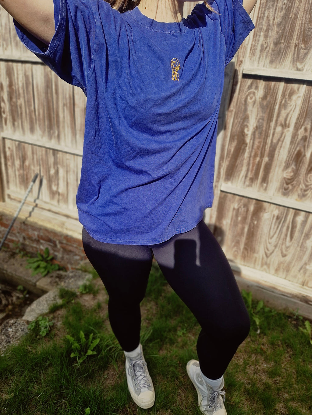 Pink/Blue Oversized T Shirt with Embroidered Logo