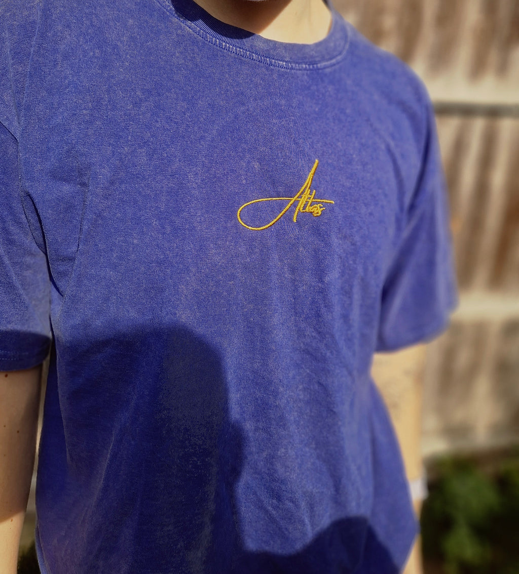 Pink/Blue Oversized T Shirt with Embroidered Script